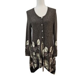 Mechant Butterfly Print Cardigan Duster Sweater Knit‎ Fairy Asymmetrical Hem